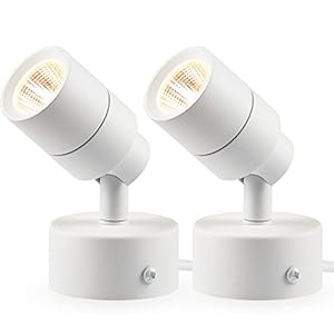 SUNVIE 2 Pack LED Up Lights for Indoor Use Uplight, Warm White Floor Spotlight Lamp, 120V Spot Lights for Uplighting Accent Lighting, 5.9 FT Cord with Foot Switch