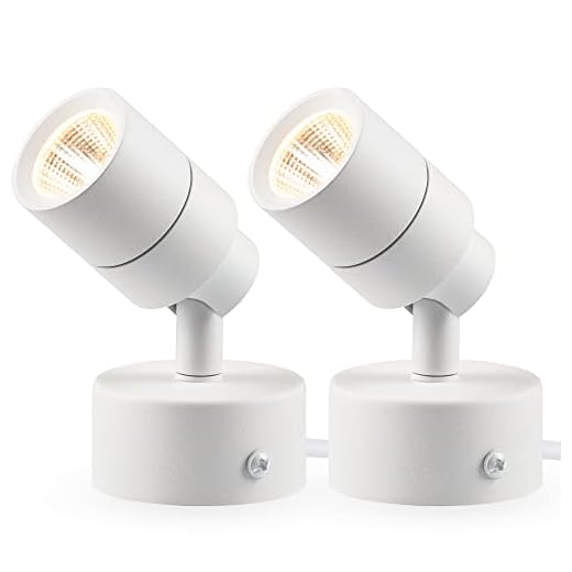 SUNVIE 2 Pack LED Up Lights Indoor Plant Spotlight, Accent Lights for Indoor Use Uplight, Warm White Floor Spotlight Lamp, 120V Spot Lights for Uplighting Accent Lighting, 5.9 FT Cord with Foot Switch