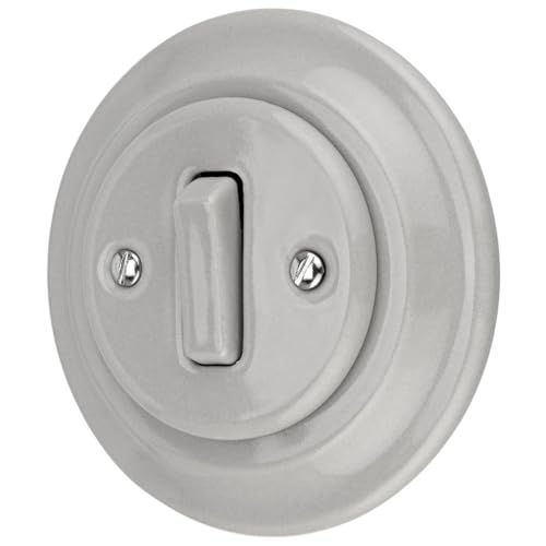 Incasso Porcellana Retrò Interruttore, Interruttore Interruttore, Serie PR1 Grigio Chiaro