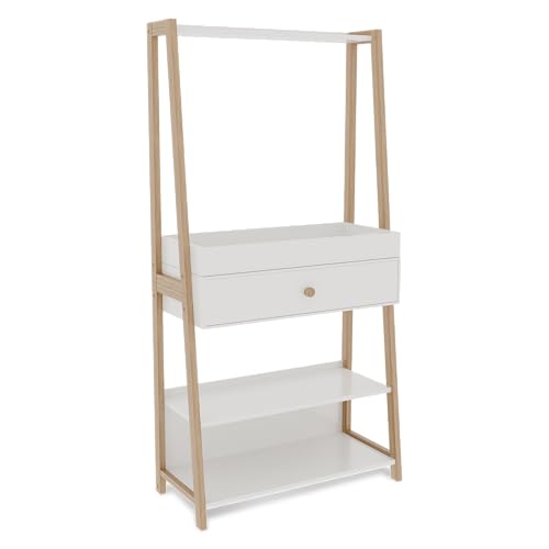 Milliard Modern Nursery Dresser Changing Table & Baby Changing Table with Storage, White Diaper Changing Station with Spacious Drawer, Shelves, Stylish Storage Solution, 18 x 14.5 x 70 Inches