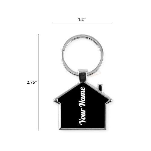 Image of CORPORATE PORIUM Your Name Printed Stainless steel with House Shape Keychain for Men, Women, Home, Office, Bike and Car Customized Metal Key Chain for Real Estate House Gifts, Gold, Pack of 1