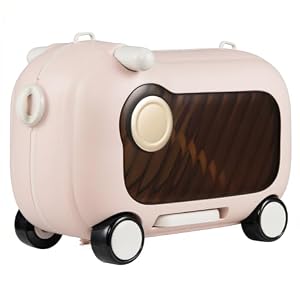 COSTWAY Verrijdbare kinderkoffer met wielen en zitting, 25 kg draagkracht, roze, 47,5 x 26,5 x 30,5 cm, Klassiek