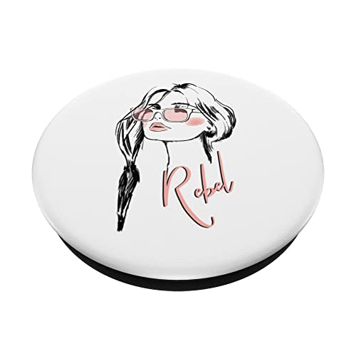 Eyelashes Eyeglasses Rebel Lips & Lipstick Trendy PopSockets Swappable PopGrip, Black - Image 2