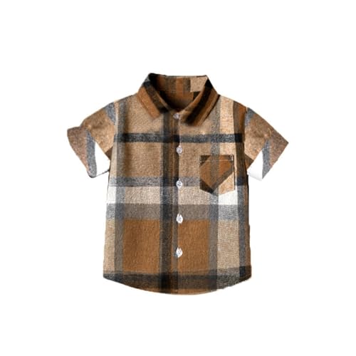Toddler Baby Boys Classic Plaid Flannel shirt Short sleeve button down shirts Top Summer Casual Outwear Clothes