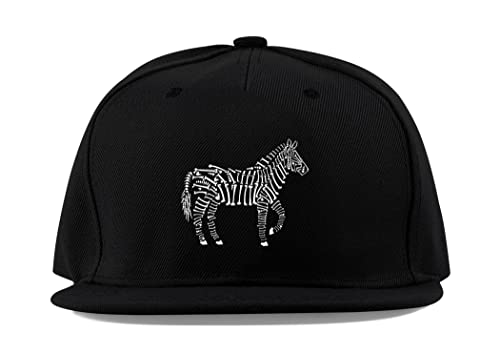 Casquette de baseball visière plate imprimé zèbre en tissu coton noir