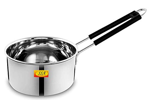 Image of Shiv Shakti Arts Stainless Steel Heavy 18 Gauge Sauce Pan, Milk Pan | Tea Pan, Induction & Gas Compatiable - 2 Liter, 19 cm - Length