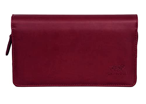 Image of Sukeshcraft Multiple Cheque Book Holder | Original PU Holds Upto 8 Cheque Books, 14 Credit /Debit Card Slots with Matching Zipper (Pu- Meroon)