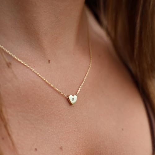 Personalized Engraved Heart Necklace, 925 Solid Sterling Silver, Memorable Date Pendant, Heart-Shaped Initial Jewelry, Date Engraved Heart Keepsake, 14K Gold-Plated, Customizable Gift for Women2