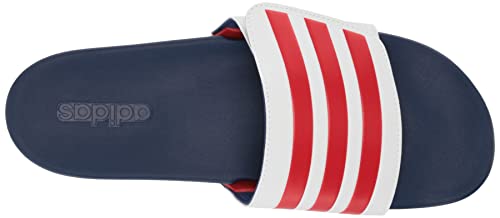 Adidas Unisex Adilette Comfort Adjustable Slides Sandal, White/Better Scarlet/Victory Blue, 6 Us Men #TOP4