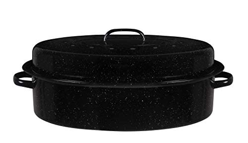 Bovado USA Oval Turkey Roaster Pan with Lid - Thanksgiving Gift, Covered, Non-sticky, Free of Chemicals, Dishwasher Safe - 17 Inch - Rôtissoire (Capacité de 5.5 kg)