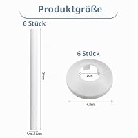 Hohitenz Heizungsrohr Verkleidung Weiß – Rohrverkleidung für Heizungsrohre Ø15–18mm Länge 200mm – Rohrisolierung, Heizrohrverkleidung, Abdeckung Heizungsrohr Boden (6+6 Set (Rohr + Rosette)) – Ansicht 2