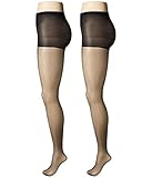 Calvin Klein Women's Perfect Essentials Sheer Control Top Pantyhose 2 Pair Pack, Black, A
