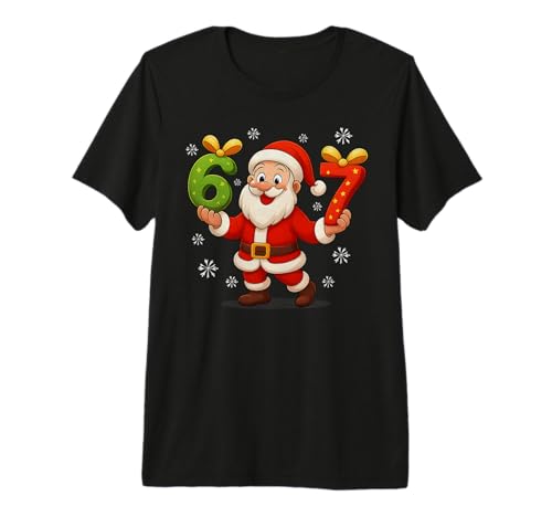 Funny Gen Alpha Slang 6 7 Christmas Santa Six Seven Xmas 67 Premium Tri-Blend T-Shirt