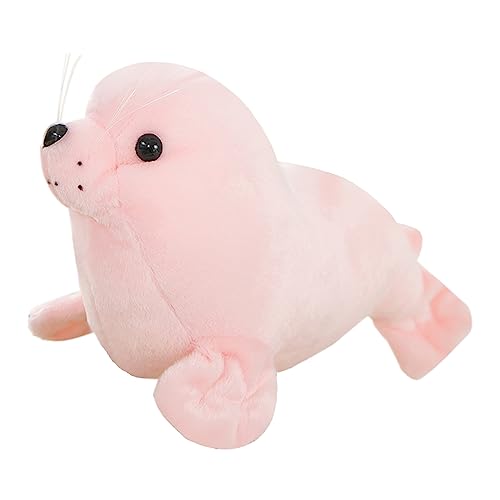 zhidiloveyou Seal Plush Stuffed Animal Pink Cute Toy Pillow Kawaii Doll for Kids, 11.8 inch