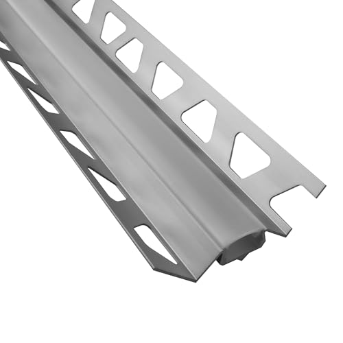 IN-T77 LED Premium Fliesenprofil Ecke innen 10mm silber - 2m milky