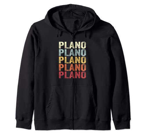 Plano Texas Plano TX Retro Vintage Text Zip Hoodie
