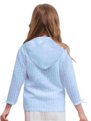 Little Girl Button Down Hoodie Sun Protection Jacket Hooded Cooling Shirt Casual Top2