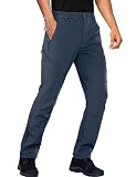 Stlight Mens Snow Ski Water Repellent Softshell Pants for Winter Hiking Fleece Lined Bottom Leg Zipper with 6 Zip Pockets(Denim Blue 34W/28L)