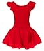 *daisysboutique* Girls Ballet Skirted Dress Ballerina Costume Ruffle Sleeve Tutu Dance Outfit Leotard (3-4T, Red)