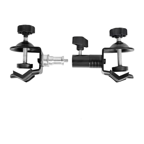 Heavy Duty Metal Clamp Copper Plated Holder Double U Clip Dual C Clamp Type Bracket Mount for Photo Studio Light Stand, Photography Reflector, Photo Boom Stand, Background Support, Cross Bars and Ect Cover