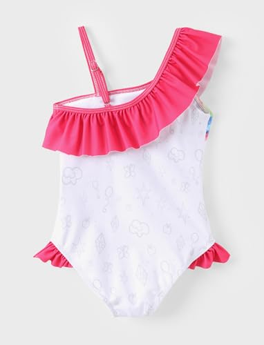 My Litle Pony One Piece Swimsuit Pony Print Off-Shoulder Ruffle Summer Swimwear Beach Pool Kids, Pink, 2‑9 Years2