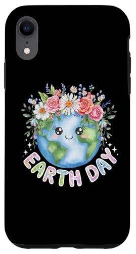 Happy Earth Day Cute Earth With Floral Earth Day 2025 Custodia per iPhone XR