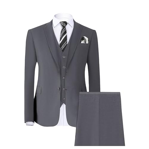 Costume Slim Fit 3 pièces pour Hommes Blazer Veste Gilet Pantalon de Qualité