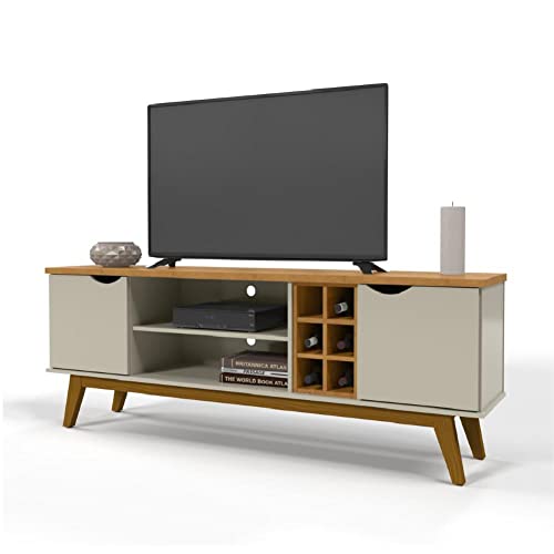 Rack Bancada Para Tv Até 60 Polegadas com Adega Retrô 1,80m Prism Cinamomo/Off White Patrimar