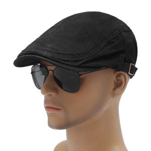 Image of ZLYC Men Cotton Flat Cap Summer Scally Ivy Gatsby Newsboy Beret Driver Cabbie Hunting Hat
