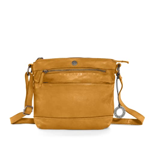 Cas8 Umhängetasche LALE Crossbody Tasche aus Premium Leder Damentasche in lässigen Design stufenlos verstellbarer Schultergurt perfekt für den Alltag curry
