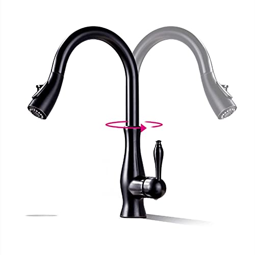 Robinet de cuisine extractible laiton noir chrome avec bouton - 3