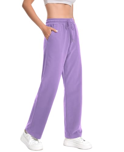 Christmas Comfy Cotton Wide Leg Sweatpants Halloween Yoga Sweat Golf Lounge Womens Travel Pants Workout High Waisted Athletic Women Joggers Loose Hiking Womens Barrel Pants Teen Girls Purple L