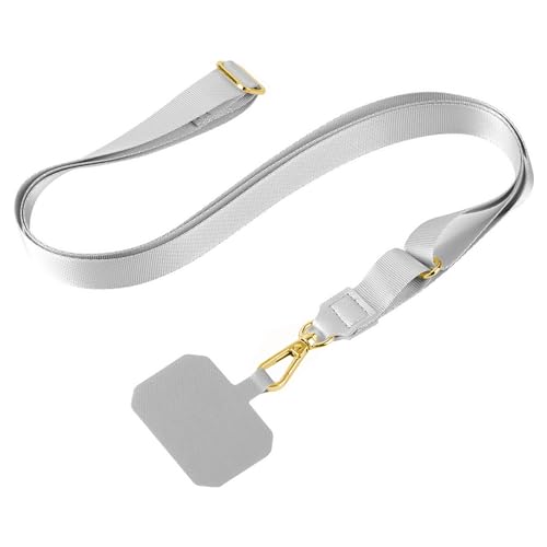 mtb more energy Cadena universal para teléfono móvil SoftBand – gris plata – piezas de metal color oro – compatible con muchas fundas para teléfono móvil – Cinta brillante de alta calidad para colgar