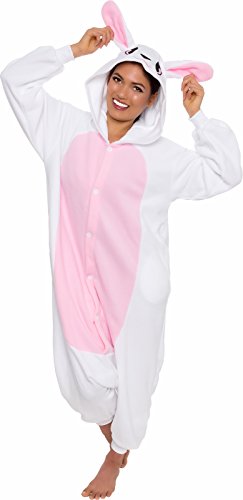 Silver Lilly Unisex Adult - One Piece Cosplay Bunny Animal Costume White/Pink
