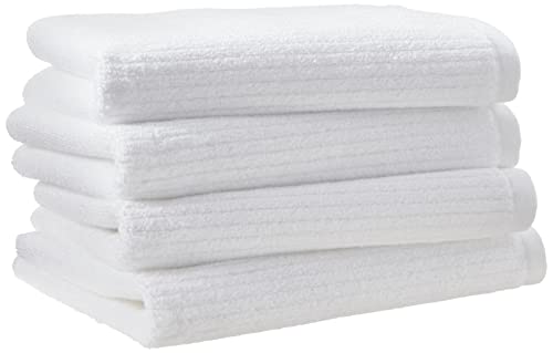 Amazon Aware 100% Organic Cotton Ribbed Bath Towels - Hand Towels, 4-Pack, White #TOP9