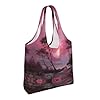 MLTRFGJ Pink Twilight Print Canvas Tote Bags Super Capacity, Minimalist Design For Shopping, Groceries, Travel & Daily Use #3