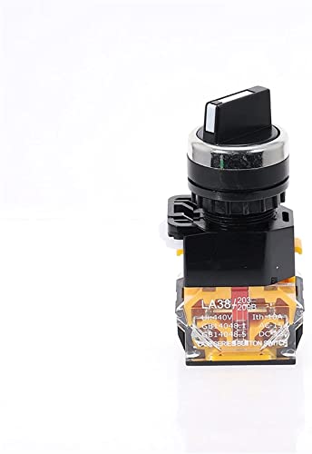 スイッチ エンコーダー 1 個 22mm セルフロック セレクター スイッチ 1NO1NC 2 ポジション ロータリー スイッチ DPST 4 ネジ 10A400V 電源ノブ スイッチ ON/OFF ZFUGEDRLI (Color : Black)