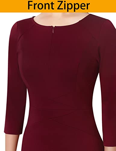 Image of VFSHOW Womens Work Business Office Zipper Up Slim Bodycon Sheath Dress
