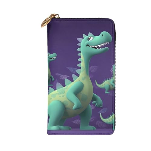 Cartoon dinosaur Wallet for Men Women Long Purse Leather Clutch Large Business Handbag Travel Phone Holder Credit Card Holder Money Case with Zipper Leather Wallets Gift2