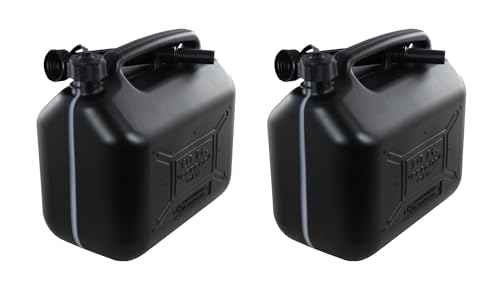 ProCar 2 Stück Benzinkanister 10 Liter Schwarz - UN- Zulassung Kunststoff Kraftstoffkanister mit Füllstandsanzeige - Made in Europe (Schwarz 2X10 Liter)
