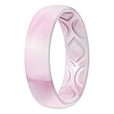 ThunderFit Silicone Wedding Bands Promise Rings for Women, Breathable Air Grooves 5.5mm Width -...