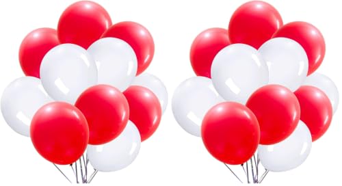 Image of Rozi Decoration Party Balloons Metallic HD for Birthday /Anniversary - Red and White- Pack of 100 Piece