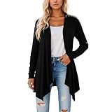 Cardigan Femme Long Cardigan Élégant Fin Côté Manches Longues avec Boutons et Poches Gilet Long Femme Chic Et Elegant Fluide Ajouré Veste Printemps Style Chic Adapté à Toutes Les Saisons