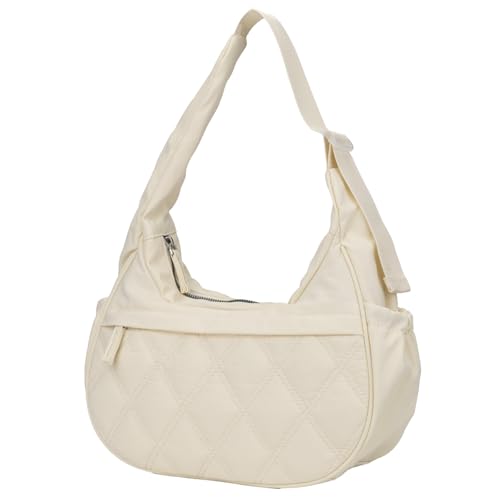 Image of JANKS Small Puffer Crescent Shoulder Bag for Women, Nylon Quilted Puffy Crossbody Purse, Cute Hobo Shoulder Handbags