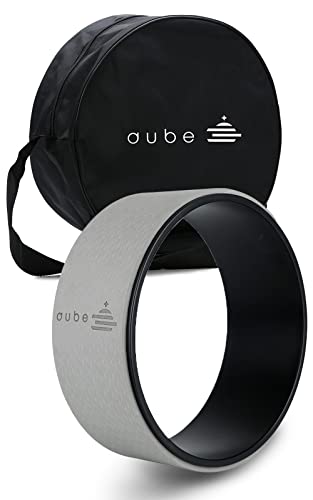 aube ヨガホイール ヨガリング ピラティスリング ヨガ ホイール ストレッチ用リング 背中ストレッチ ヨガ器具 ダイエット器具 専用収納バッグ付き (Gray/Black)