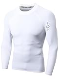 LAFROI Camiseta de Manga Larga para Hombre, protección Solar UPF 50+, de compresión, BJJ, para natación, protección contra erupciones White Size LG