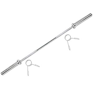 MAXSTRENGTH Olympische 2 “Barbell Bar Met Spring Lock Halsbanden ideaal voor Gewichtheffen Bodybuilding Chrome Mens Workout Fitness Training Heavy Duty Oefening Apparatuur