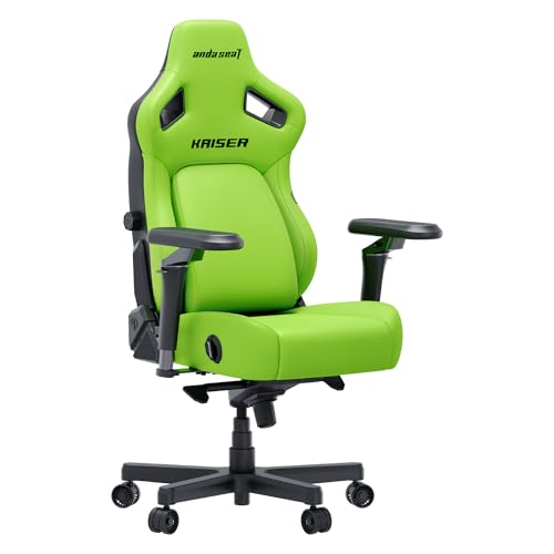 Image of Anda Seat Kaiser 4 Large Gaming Chair for Adults - Ergonomic Green PVC Leather Gaming Seat with 6D Armrest, Comfortable Office Chair with Lumbar Support, Heavy Duty Wide Computer Seat
