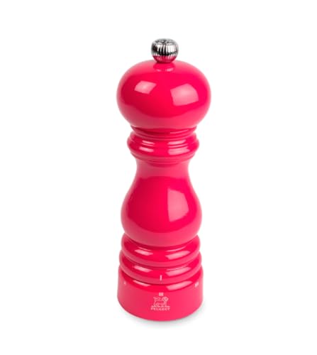 PEUGEOT - Paris u'Select 18 cm Salt Mill - 6 Predefined Grind Settings - Powdered Salt Innovation, Zirlion Mechanism - PEFC-Certified Wood - Made in France - Glossy Candy Pink Finish