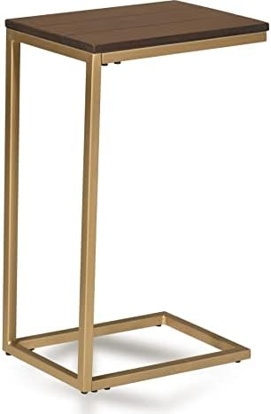 AVA DESIGNZ End Side Tables | C Shaped Table for Living room & Bedroom | Small Tables for Laptop, Tea & Snacks | 10 Year Warranty (Elm Gold)